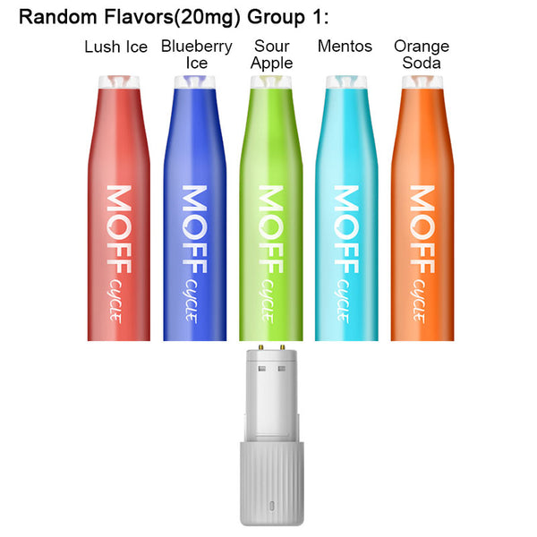 Moff Cycle Bar 600 Puffs Rechargeable Disposable Kit (One Pack with Five Flavors)