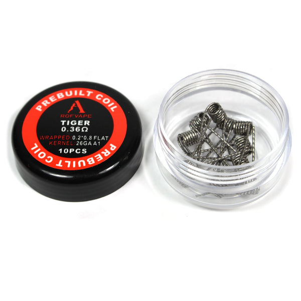 10PCS-PACK Rofvape Tiger Wire Prebuilt Coils 0.36 Ohm (0.2*0.8+26GA)