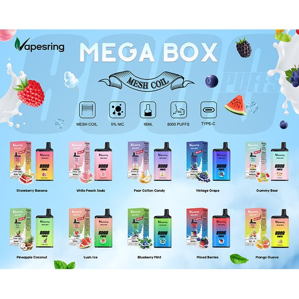 Vapesring Mega Box Disposable Kit 850mAh 8000 Puffs