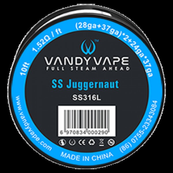 Vandy Vape SS Juggernaut Wire SS316L ((28GA+37GA)*2+24GA*37GA 10FT 1.52Ω-FT)